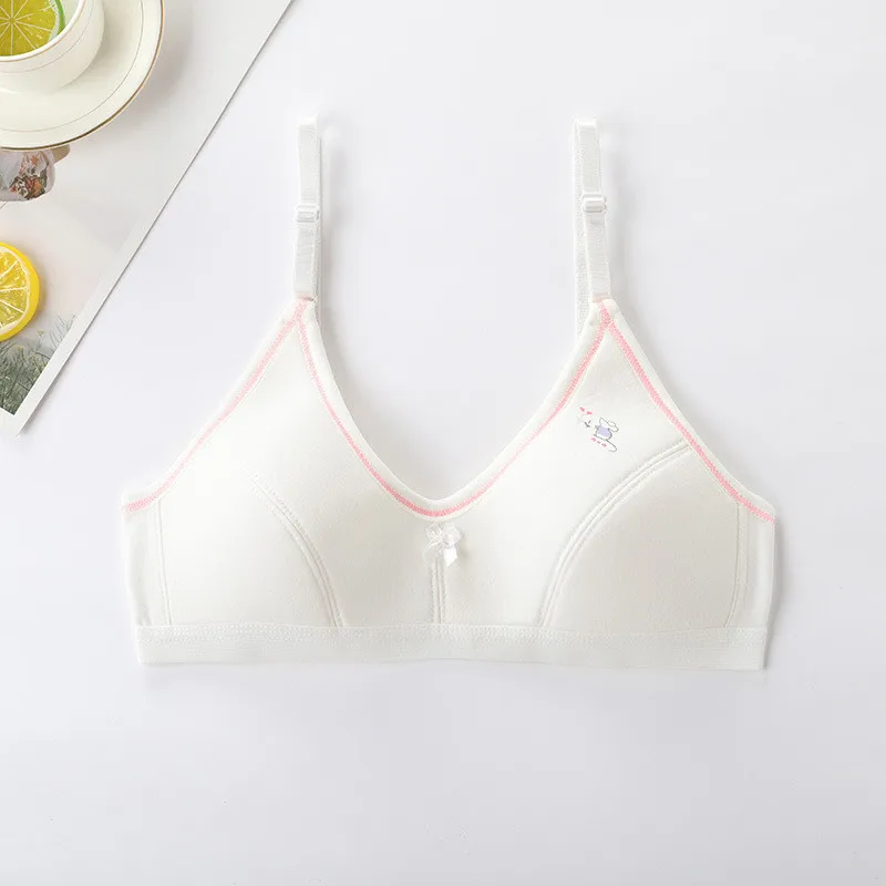 Kids Girls Training Bras Wireless Cotton Underwear For Teenage Girls Young Student Training Bras Solid Age For 12-16Years