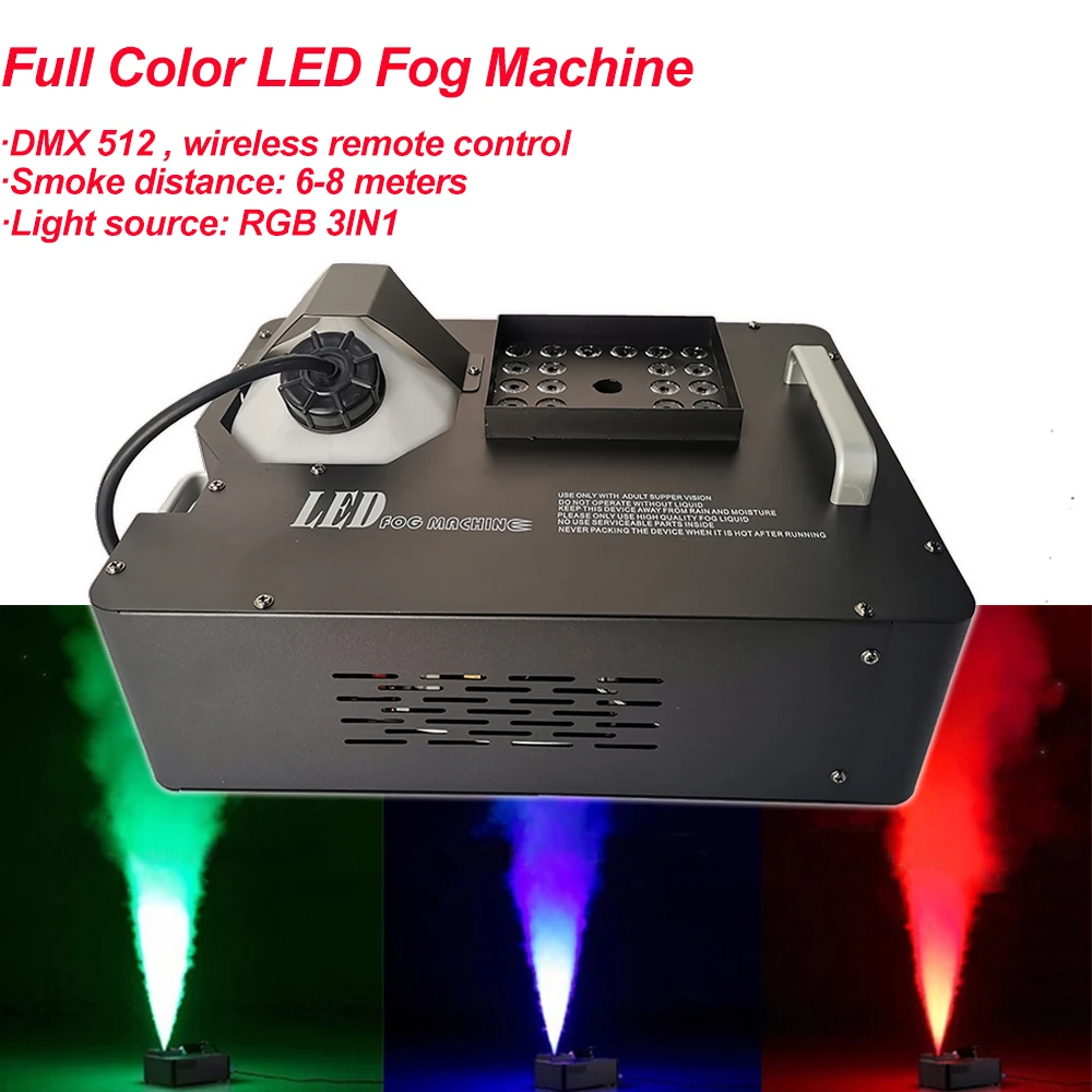 1500W Full Color LED Fog Machine Vertical Fogger Smoke Machine 24x3W RGB  3IN1 Color LED Colorful Fog Machine For Stage Lights