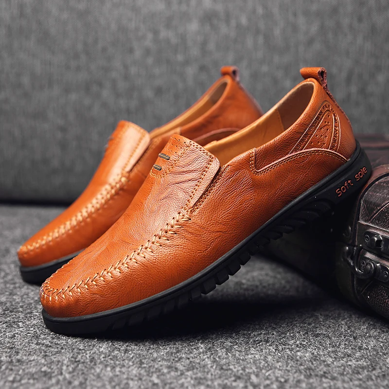 Fashion Leather Shoes Men Comfortable Casual Dress Shoes High Quality Loafers Shoes Sapato Masculino Big Size