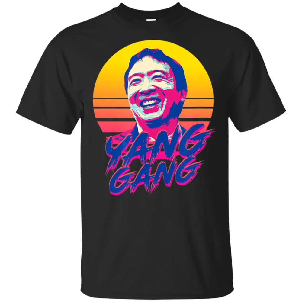 Andrew Yang for President Gang 2020 Synth Wave Vapor Wave T-Shirt Black Men's Brand Designs Fashion Crew Neck Movie T-Shirt