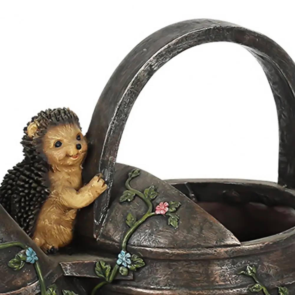 Garden Figurine Attractive Non-fading Resin Hedgehogs Flower Jar Sculpture Ornament Eye-catching Animal Statue Decor Accessories