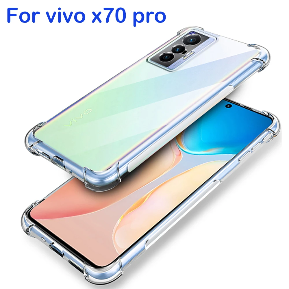 transparent Case For VIVO X70 Pro Anti Knock Air Cushion Clear Transparent Thick Soft TPU Coque For VIVO X70Pro Phone Cover