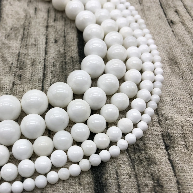 Natural Stone Beads White  Tridacna Shell Round Loose Beads For Jewelry Making DIY Bracelet 15\