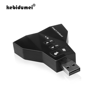 kebidumei 7.1 Channel USB 2.0 3D Audio Sound Card External USB Sound Card Adapter Microphone Speaker Sound Cards 4 Ports