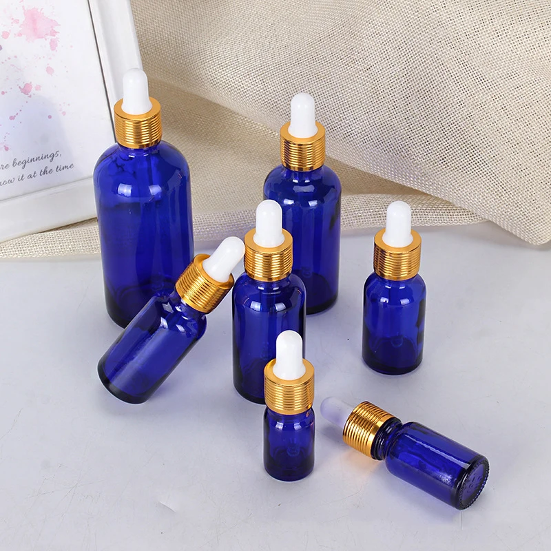 Dropper Bottle Blue Glass 5-100ML Reagent Eye Dropper Drop Aromatherapy Liquid Pipette Refillable Bottle Essential Oil Container