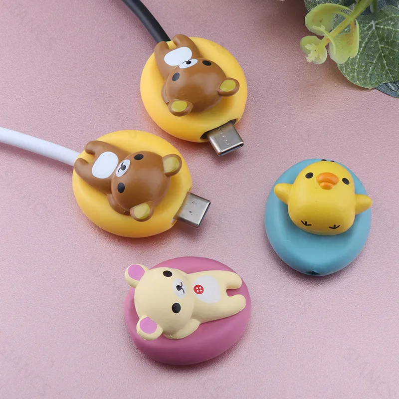 Animal Type C Cable Protector Cute Cartoon Data Line Cord Lovely Silicone USB C Cable Protector Organizer Winder Cover