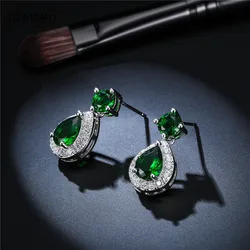 Natural Emerald Jade Gemstone 925 Sterling Silver Bohemia Earrings for Women Silver 925 Water Drop Jewelry Green Jade Earrings