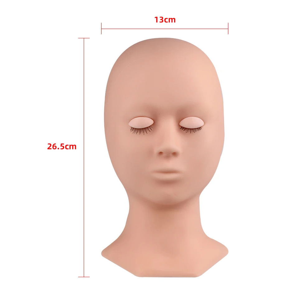 THINKSHOW Practice Eyelash Extension Mannequin Head with Eyelids Mannequin Pink/Natural/Brown Training Head Makeup Tools