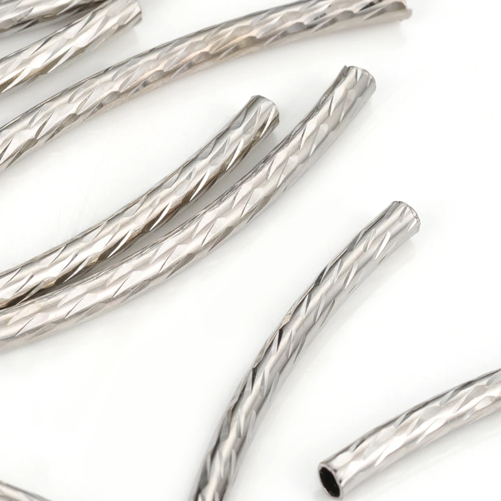 100 sztuk w paski miedziana zakrzywiona rurka koraliki dystansowe złącze do bransoletki DIY komponenty do wyrobu biżuterii akcesoria naszyjnikowe 25-30mm — zdjęcie 3