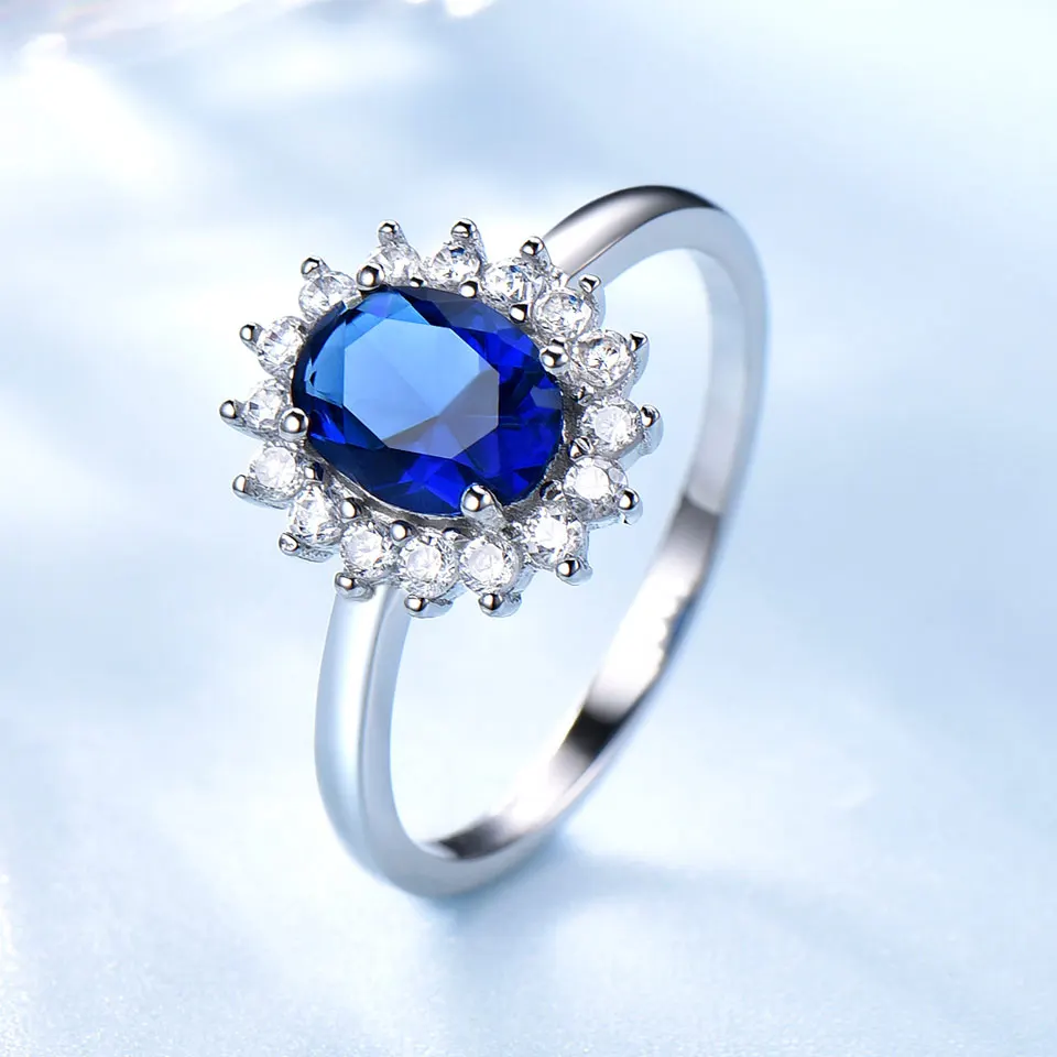 UMCHO 925 Sterling Silber Schmuck Set Nano Blue Sapphire Ring Anhänger Stud Ohrringe Für Frauen Marke Edlen Schmuck Top Qualität