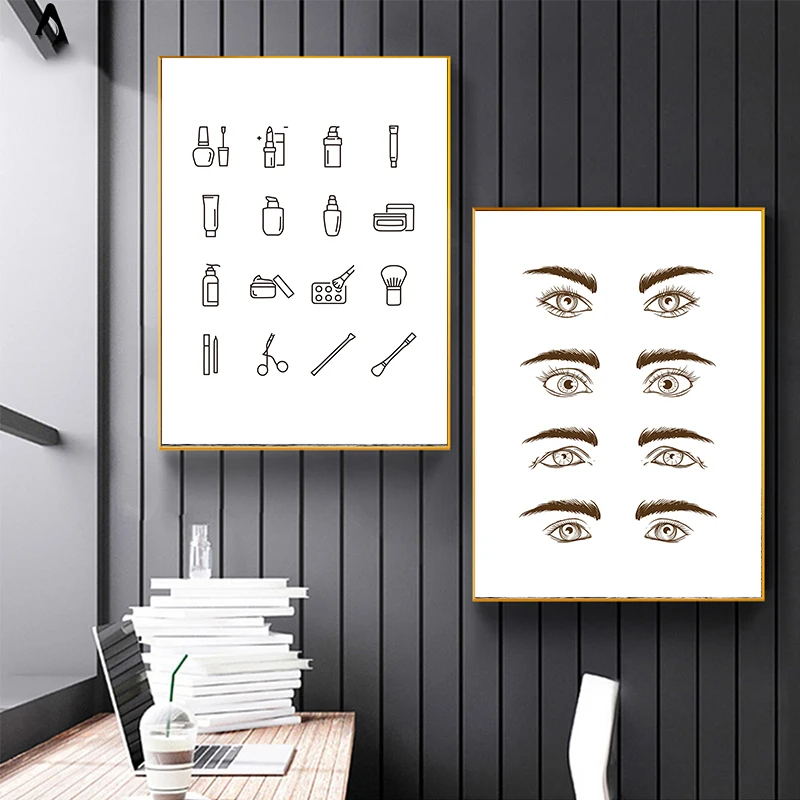 Women Eyebrow Cosmetic Collection HD Print Modular Picture Canvas Painting Poster For Living Room Home Decor Wall Artwork