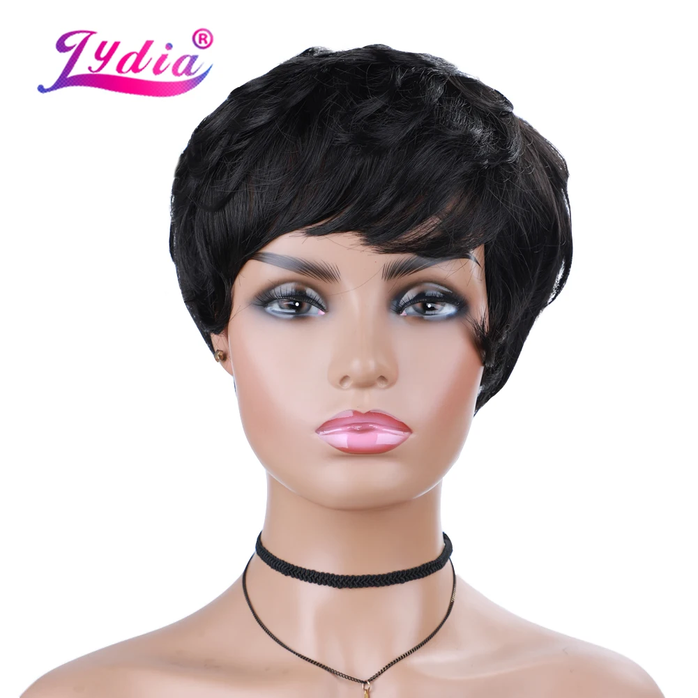 

Lydia Natural Wave Synthetic Short Kanekalon High Temperatural African American Russian Daily Wigs Free Bang All Color Curly Wig