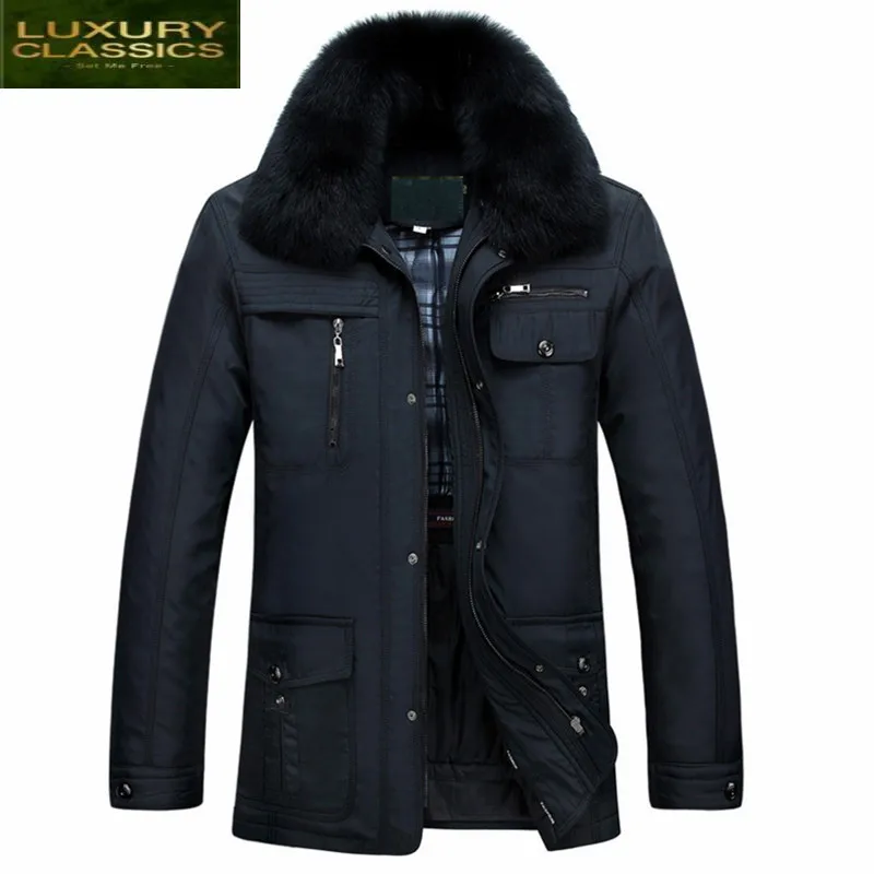 Men Jacket Warm Winter 2021 Blue Fox Fur Collar Male Parkas 90% Duck Down Jackets Jaquetas Masculina Inverno CJ292