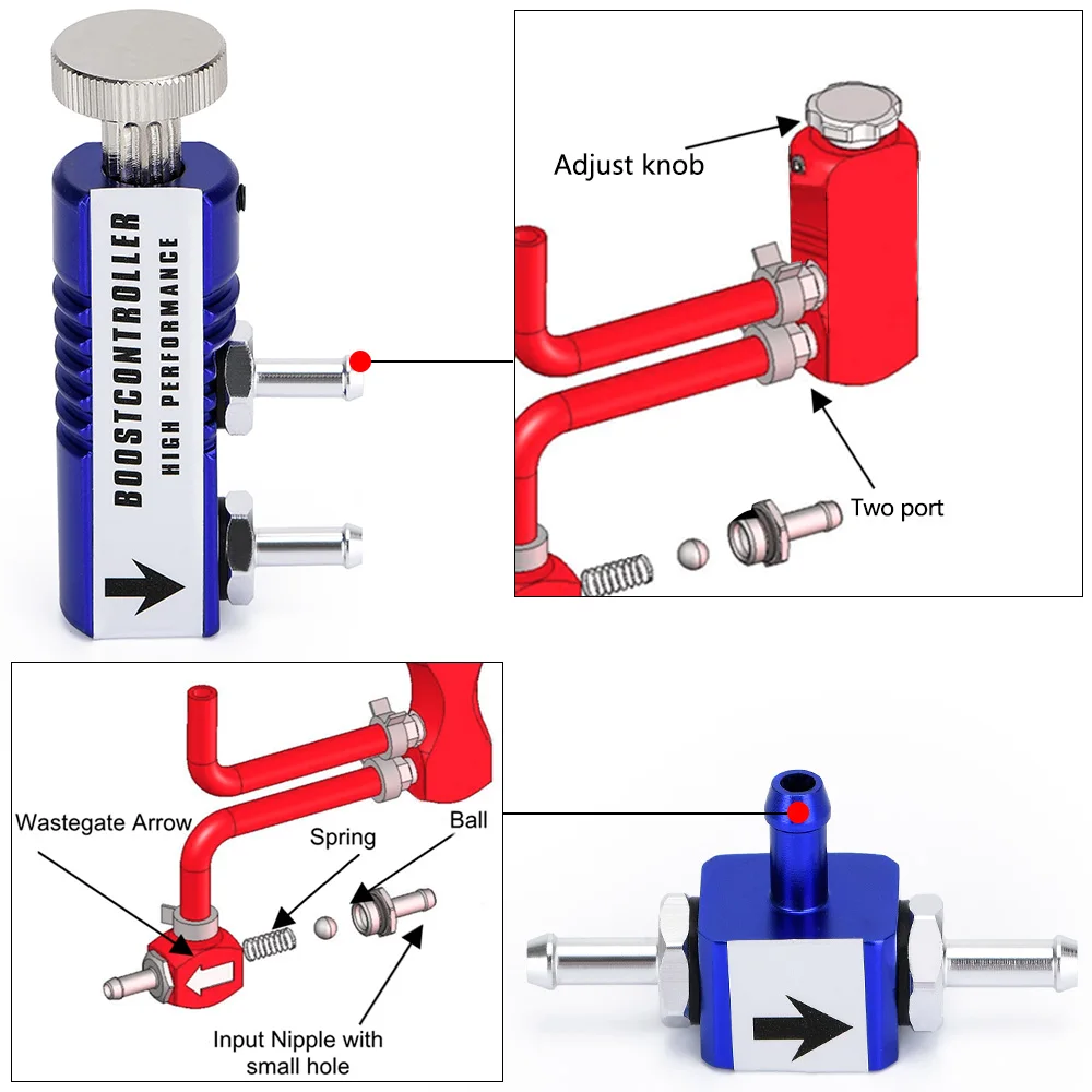 PQY - UNIVERSAL  ADJUSTABLE MANUAL TURBO BOOST CONTROLLER KIT 1-30 PSI IN-CABIN BOOST CONTROL PQY3123