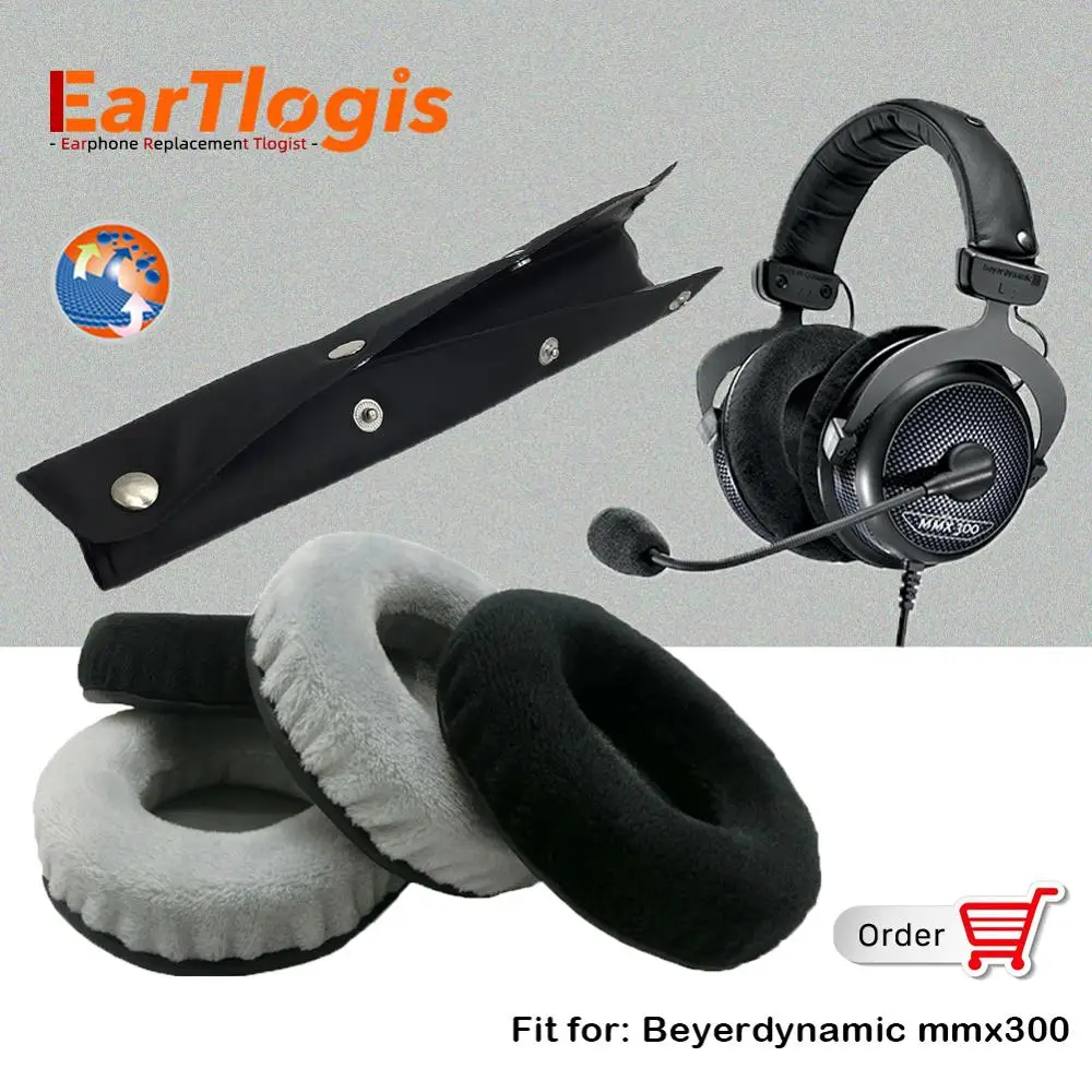 

EarTlogis Velvet Replacement Parts for Beyerdynamic mmx300 mmx-300 Headset EarPads Bumper Headband Earmuff Cover Cushion