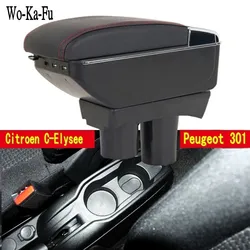Arm Rest For Citroen C-Elysee Elysee Peugeot 301 Armrest Box Center Console Central Store Content Storage with Cup Holder USB