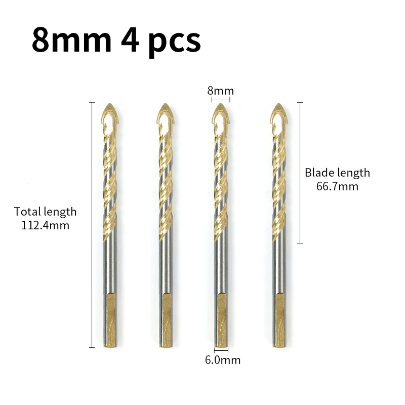 6-12 Tam Giác Xoắn Mũi Khoan Bê Tông Gốm Sứ Thủy Tinh Ngói Đá Cẩm Thạch Mũi Tròn Vít Treo Tường Lỗ Cưa khoan