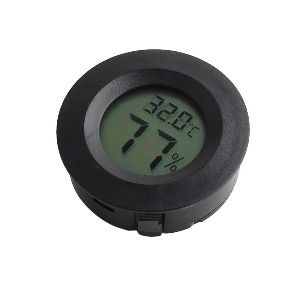 5PCS Round Electronic Thermometer Hygrometer LCD Display Black Easy Use for Laboratory Experiment Need LR44 Button Battery