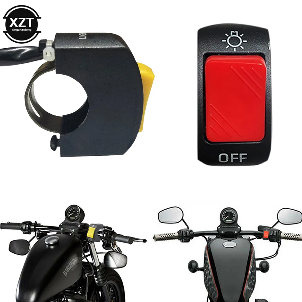 22mm ON/OFF Motorcycle Switch Push Button 12V Button Connector Handlebar Switch for ATV Electronic Bike Scooter Motorbike