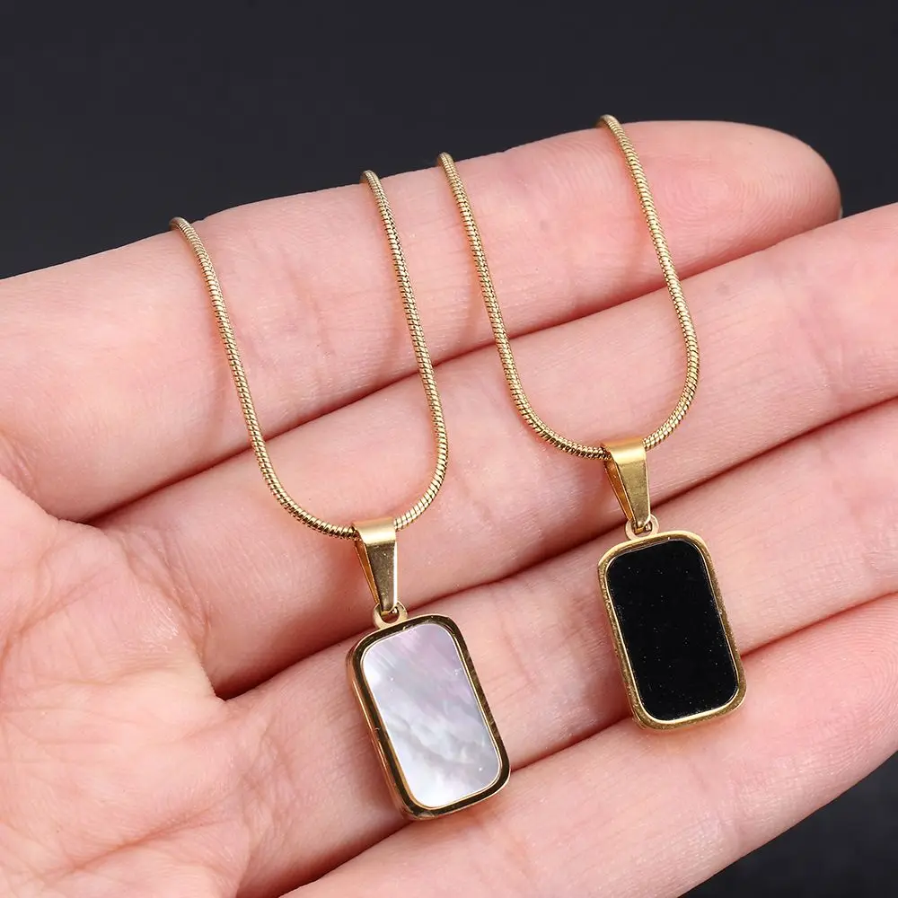 Double Sided Delicate Pendant Necklaces Stainless Steel Mini Square Necklace Elegant Fashion Jewelry Gifts For Wome Girls 2022