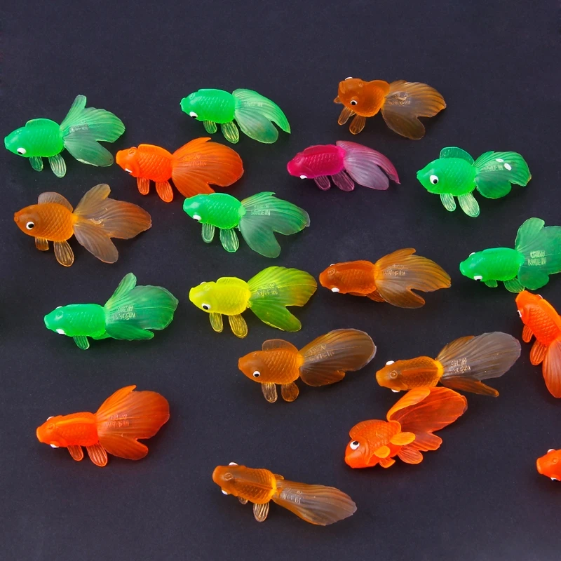 20pcs Rubber Simulation Small Goldfish Gold Fish Kids Toy Decoration Bath Toy