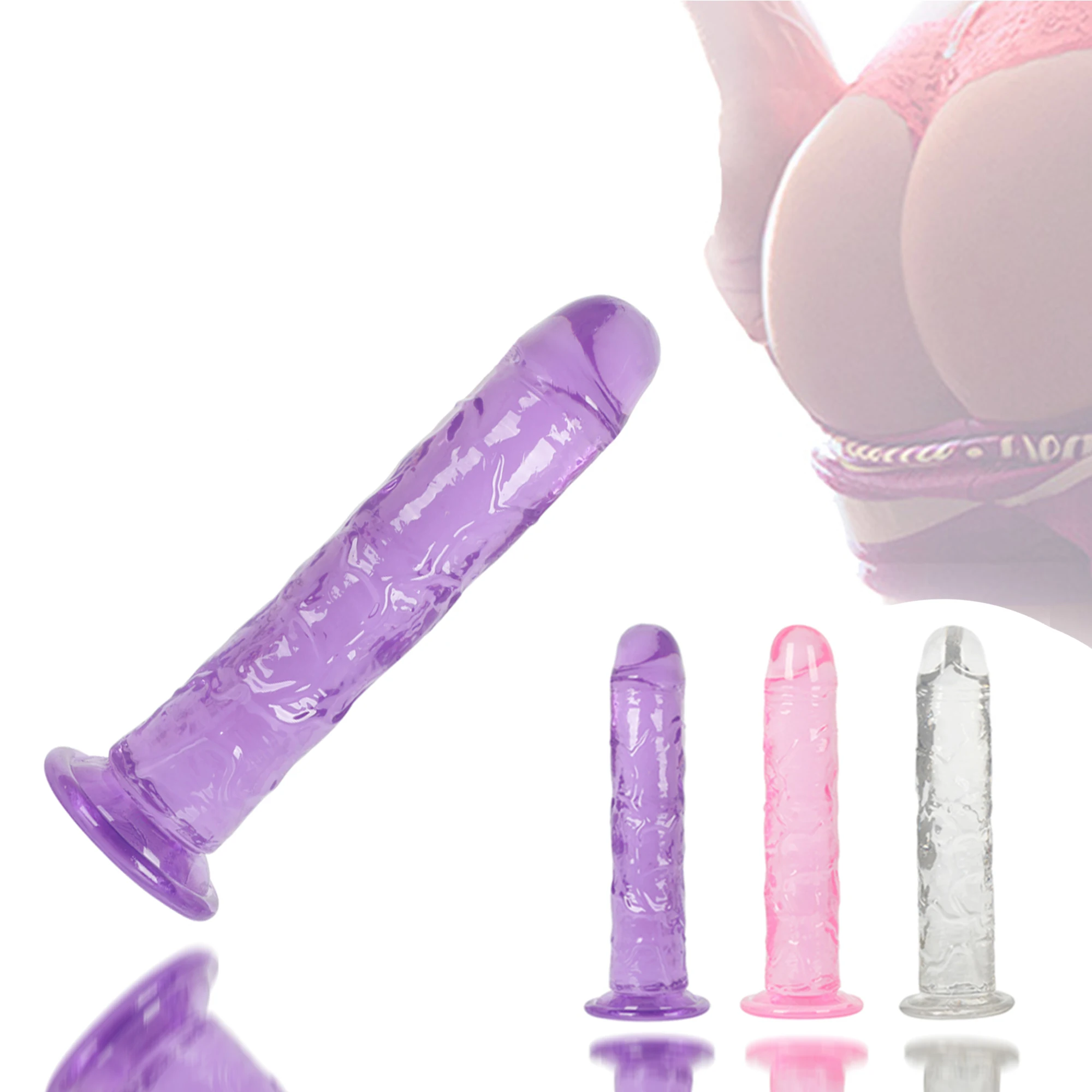 Consolador de gelatina suave erótico para mujer, tapón Anal, pene realista, ventosa fuerte, juguete de pene para adultos, punto G, orgasmo, Juguetes