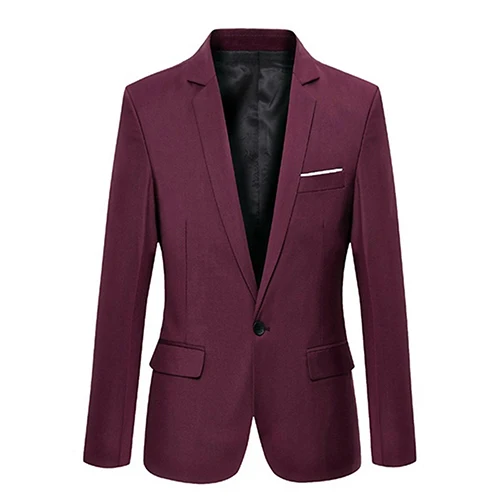 Men\'s Solid Color Step Collar Slim Blazer Formal Business Wear One Button Suit Highend Men Casual Business Suit costume homme