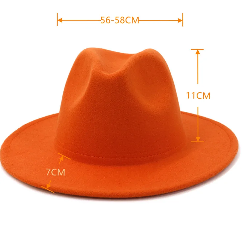 Classic British Fedora Hat Men Wome Orange Woolen Winter Felt Hats Fashion Jazz Hat Wholesale NEW 2020