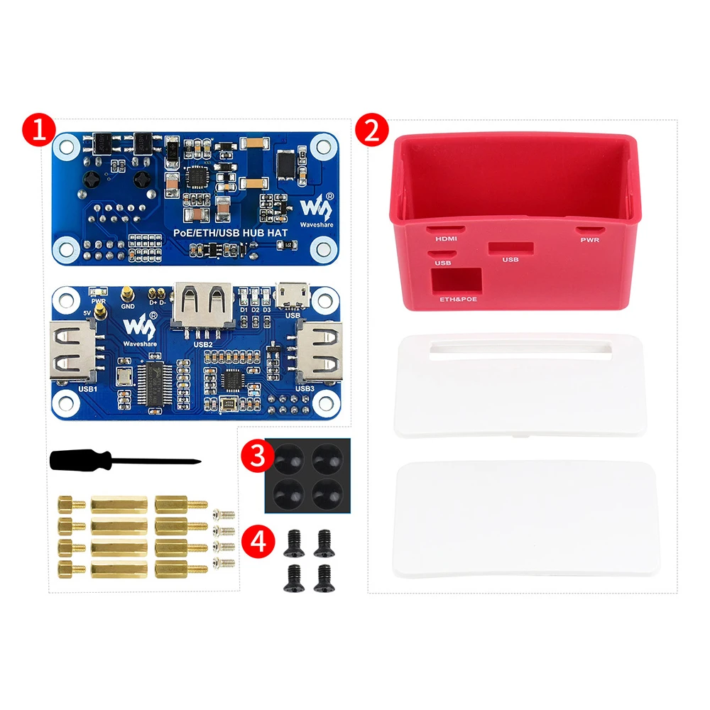 Zero 2 W PoE Expansion Board USB Ethernet HUB HAT Starter Kit for RPI Raspberry Pi  0W 2W Extension Board