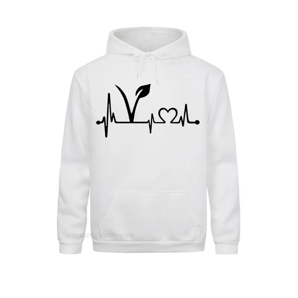 Vegan Vegetarian Heartbeat Lifeline Women Hip Hop Hoodie Brand Cotton Men Clothing Male Loose Anime Sweater