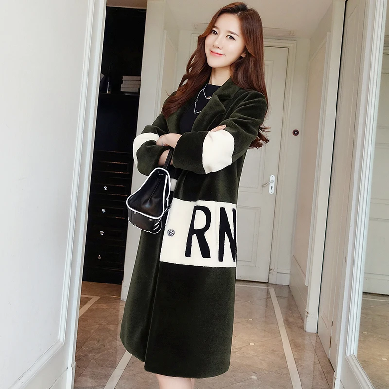 

Womens Natural Wool Fur Coat Female 2020 Fashion Winter Jacket Women Real Sheep Shearing Fur Coats Long Overcoat 3709