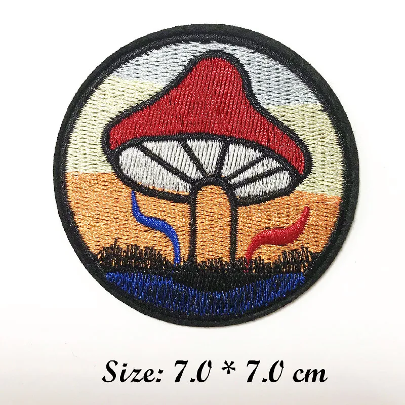 Cactus Alien ET UFO Fire Burning Mushroom embroidery with badges Iron on High-quality Patches for Clothing bag Jeans DIY