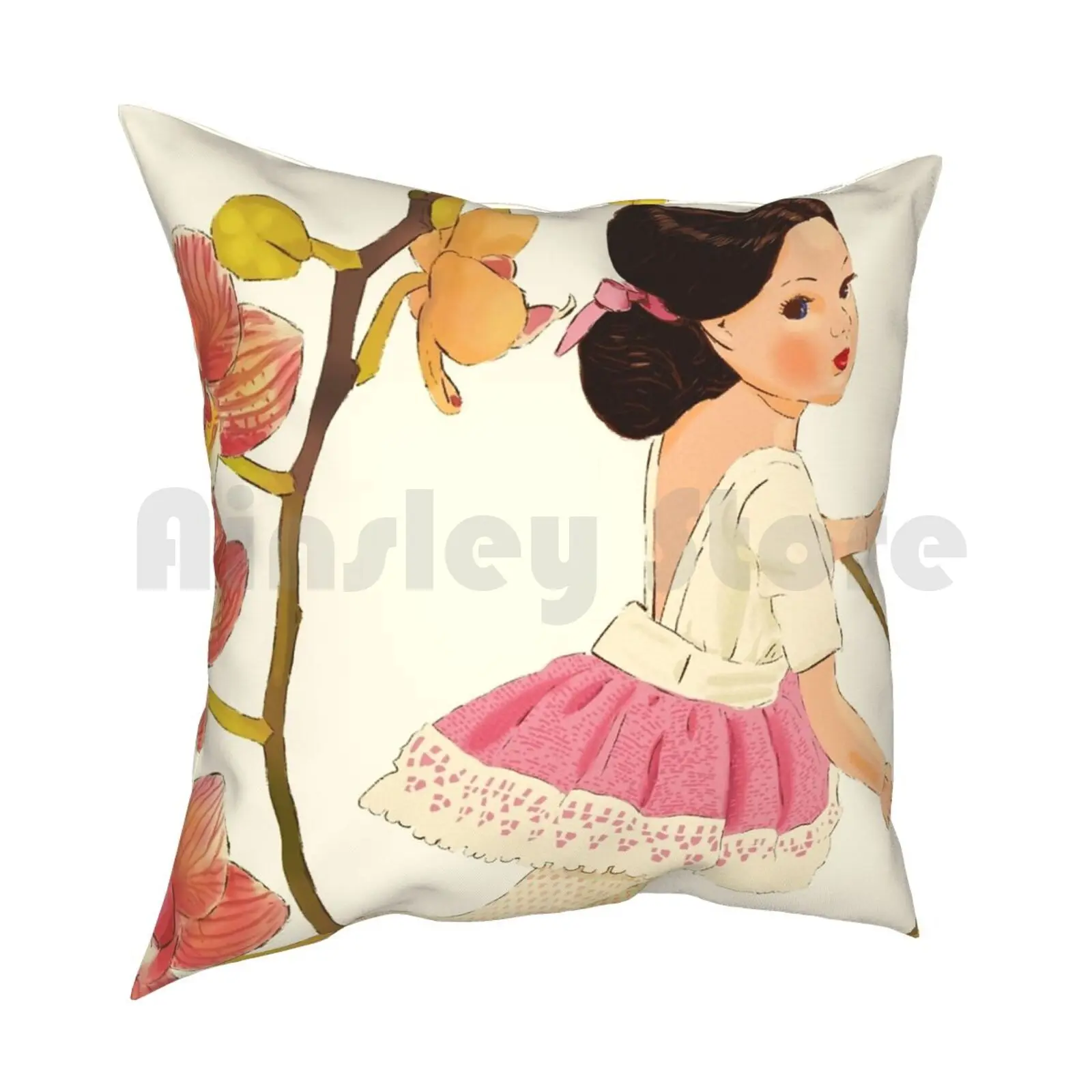 Sindy Doll Ballerina With Orchids Pillow Case Printed Home Soft Throw Pillow Sindy Doll Sindy Doll Profile Pointe Shoes