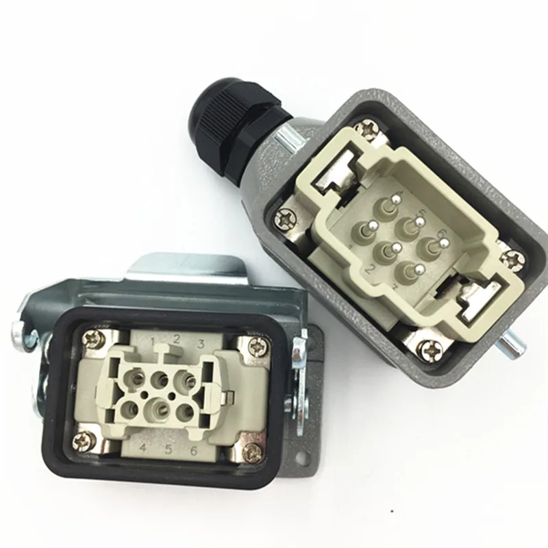 Connettore rettangolare per impieghi gravosi HDC-HE-006-2DB Hot Runner Plug-in 6 pin 16A spina per aviazione impermeabile nascosta