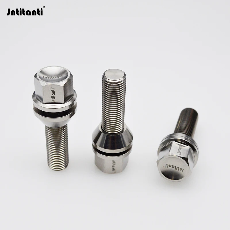 

Jntitanti Silver Gr5 titanium wheel lug bolt M14*1.25*28mm with cone seat for BMW X3 X5 E70 E71 F20 F25 Accessories