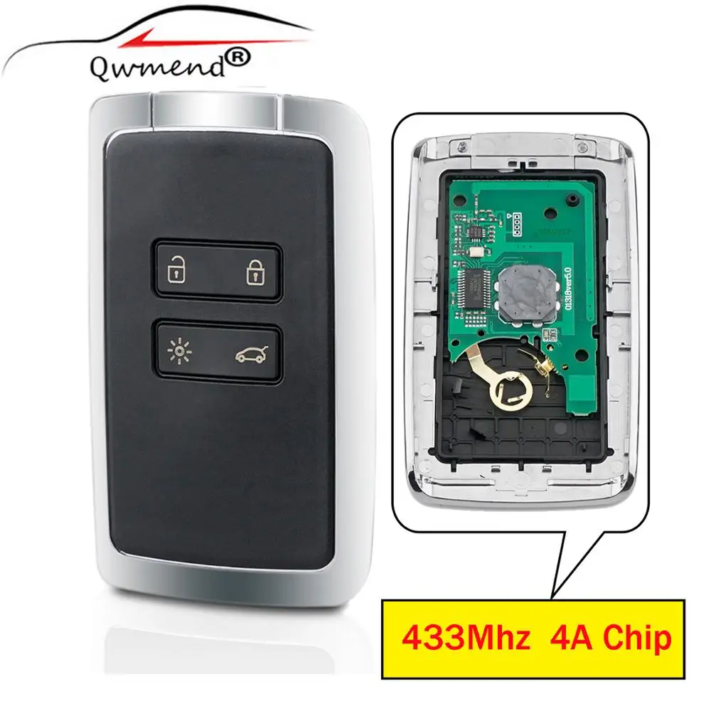 

QWMEND Smart Remote Key Keyless Go 434mhz Hitag AES 4A Chip For Renault Megane 4 Talisman Espace 5 Kadjar Koleo 2015