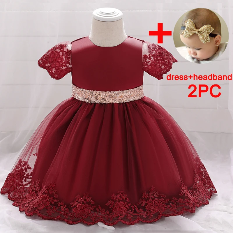 Toddler Sequins Bow Baby Girls Dress Newborn Baptism 1st Birthday Kids Princess Dresses for Girl Wedding Bridesmaid Evening Gown