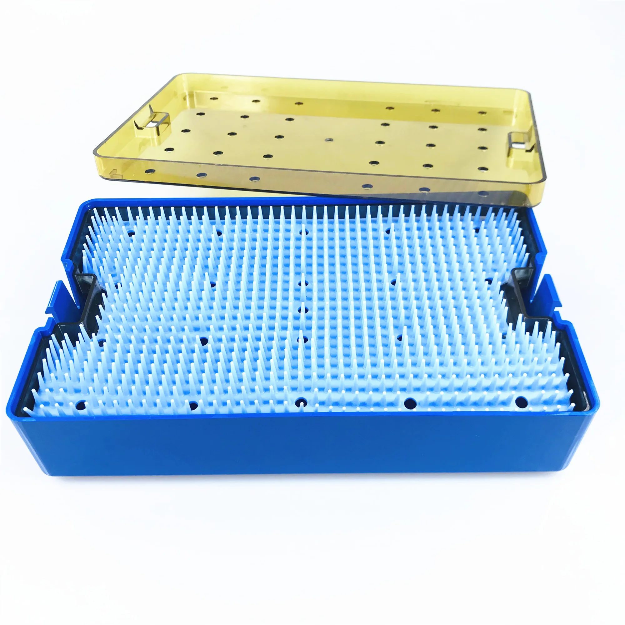 

Autoclavable Double Layer Disinfecting Box with Silicone Mat Silicone Sterilization Tray Microsurgical Instruments