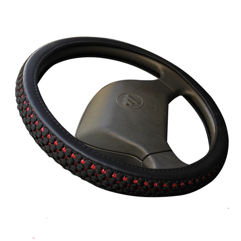 Car Steering Wheel Covers Leather+Ice Silk For Car Bus Truck 36 38 40 42 45 47 50cm Diameter Auto Steering-wheel cover