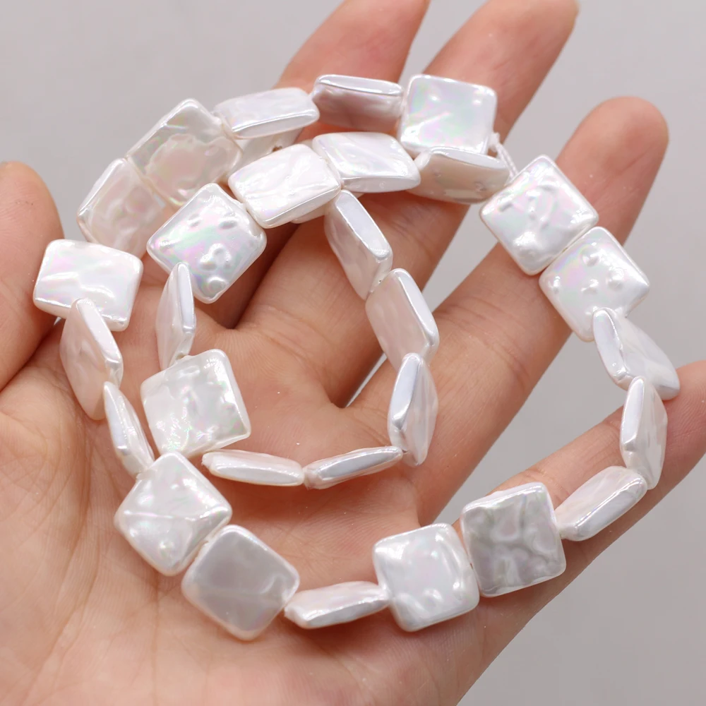 High Quality White  Square Shaped Shell Bead Jewelry Making DIY Necklaces Earrings Bracelets Accessories Gifts 12mm