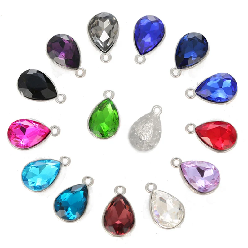 10pcs 10X14MM Waterdrop Charms Pendants Claw Drill Glass Rhinestones Charms For Bracelet Earrings Jewelry Making Accessories