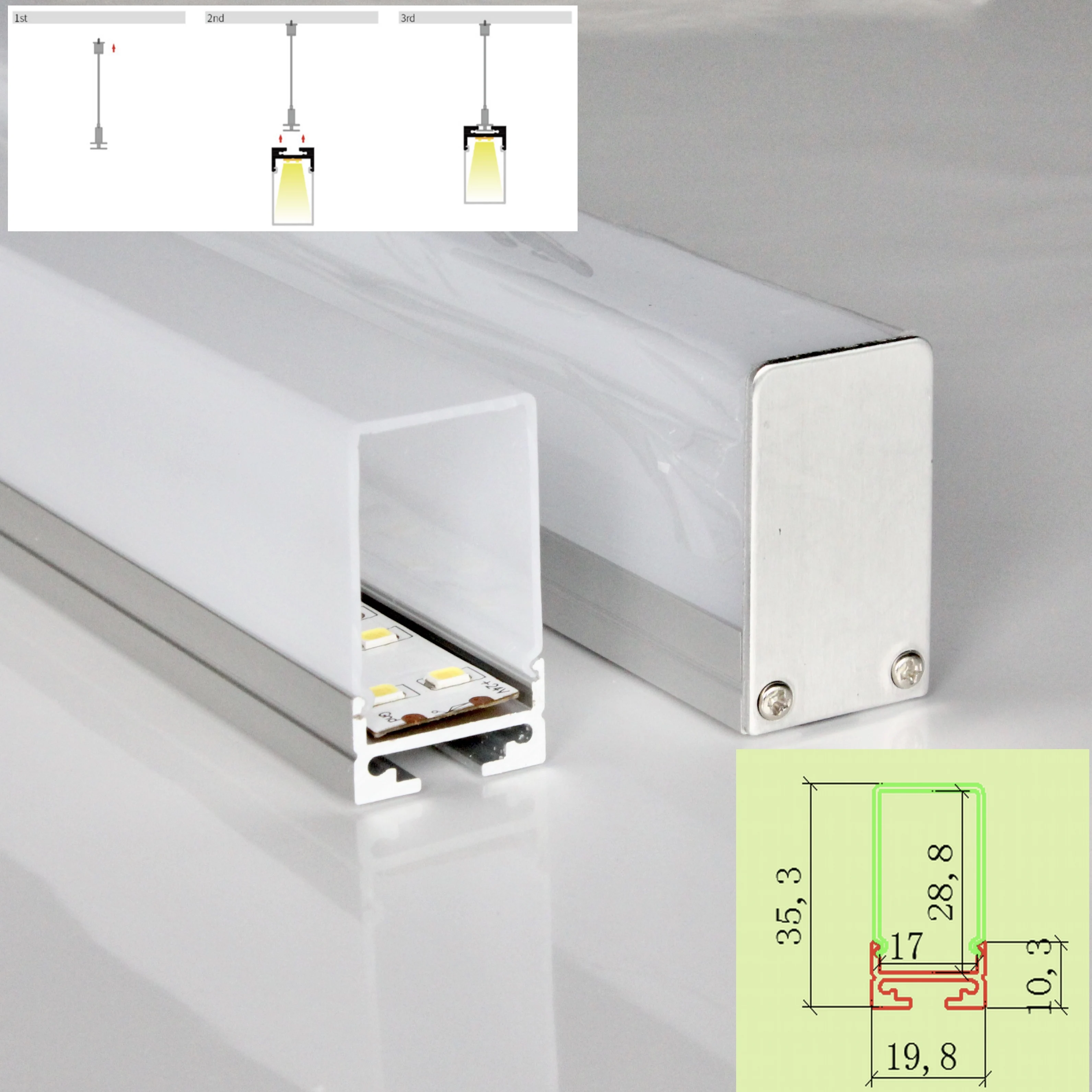 

24m (12pcs) a lot, 2m per piece, Aluminum led profile for led strips light, aluminum led strip light housing