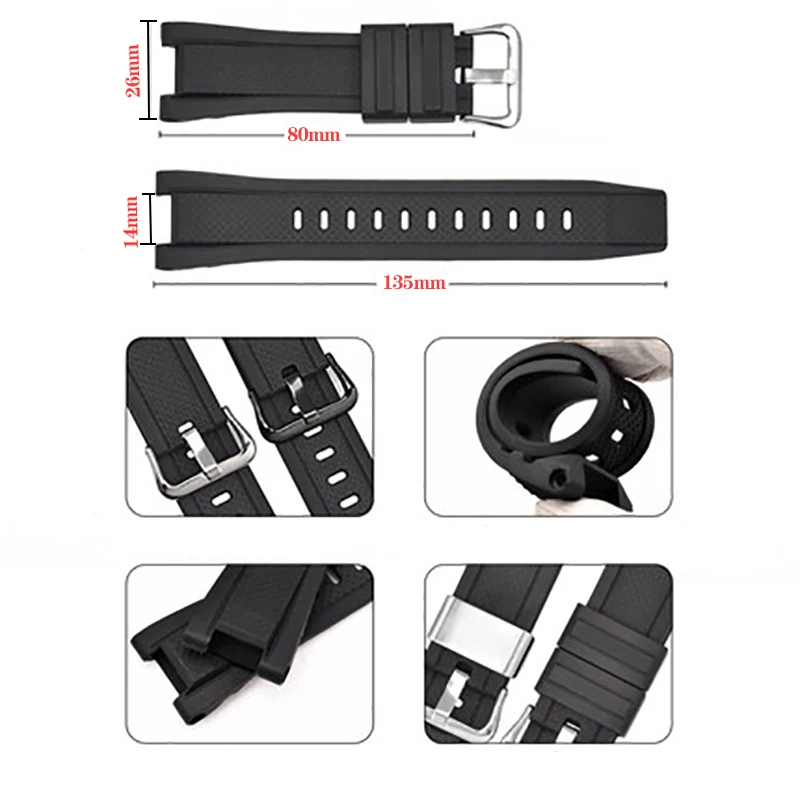 Soft Rubber Watchband Replacement for Casio G SHOCK GST-B100/S300/410/210/W110/W100/S110/S100 Silicone Band Men Strap 26*14mm