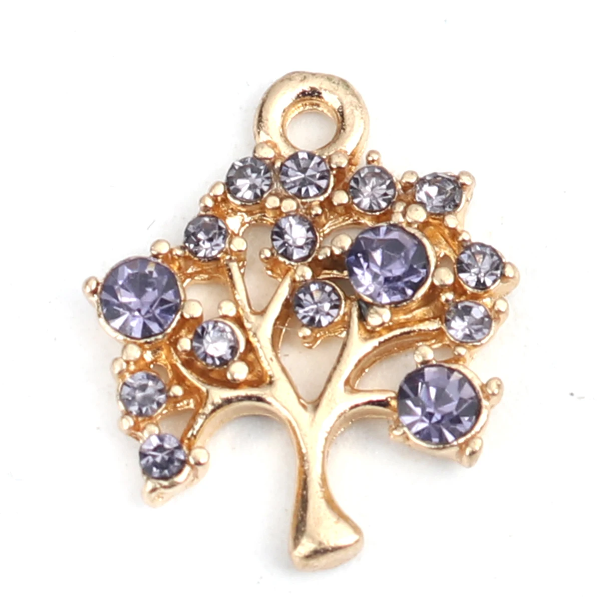 Fruit Tree Charms Zinc Based Alloy Rhinestone Charms Gold Color Blue16* 14mm For DIY Necklace Jewelry Handmade Making, 5 PCs