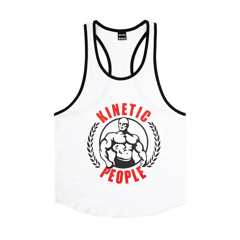 Men\'s fashion Gym Tank Tops Sleeveless Shirt Men Bodybuilding Fitness Workout Cotton Print Singlet Stringer Summer Casual Vest 