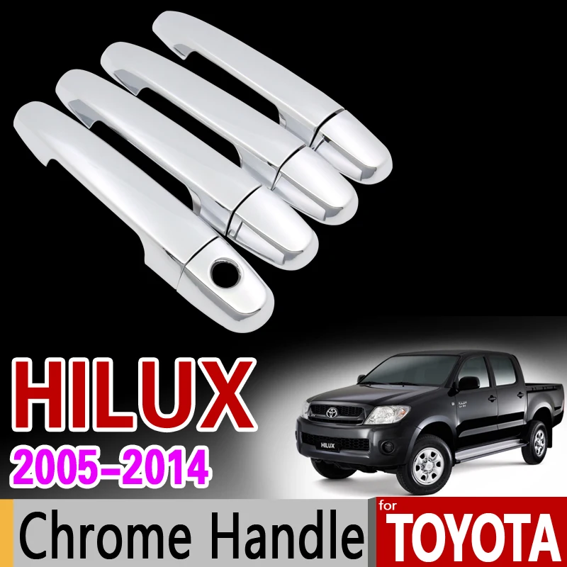 

Для Toyota Hilux 2005-2014 хромированная накладка на ручку AN10 AN20 AN30 SR5 2007 2008 2010 2013, аксессуары, наклейки, Стайлинг автомобиля