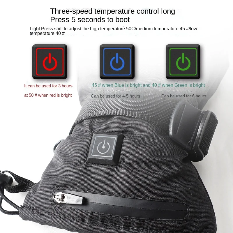 3-speed Thermostat Charging Motorcycle Warm Heating Gloves, Winter Outdoor Plus Velvet Ski Riding Heating Gloves