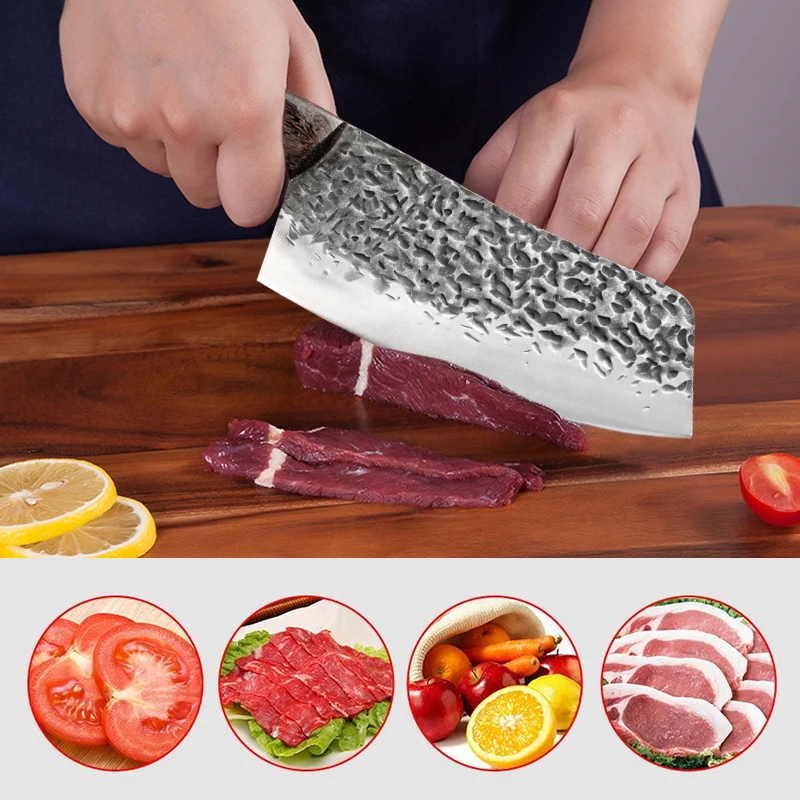 7 Inch Forged Knife Handmade Kitchen Chinese Chef Meat Slicing Cleaver Vegetables Cutting Fish Fillet Knives Stainless Steel image 6