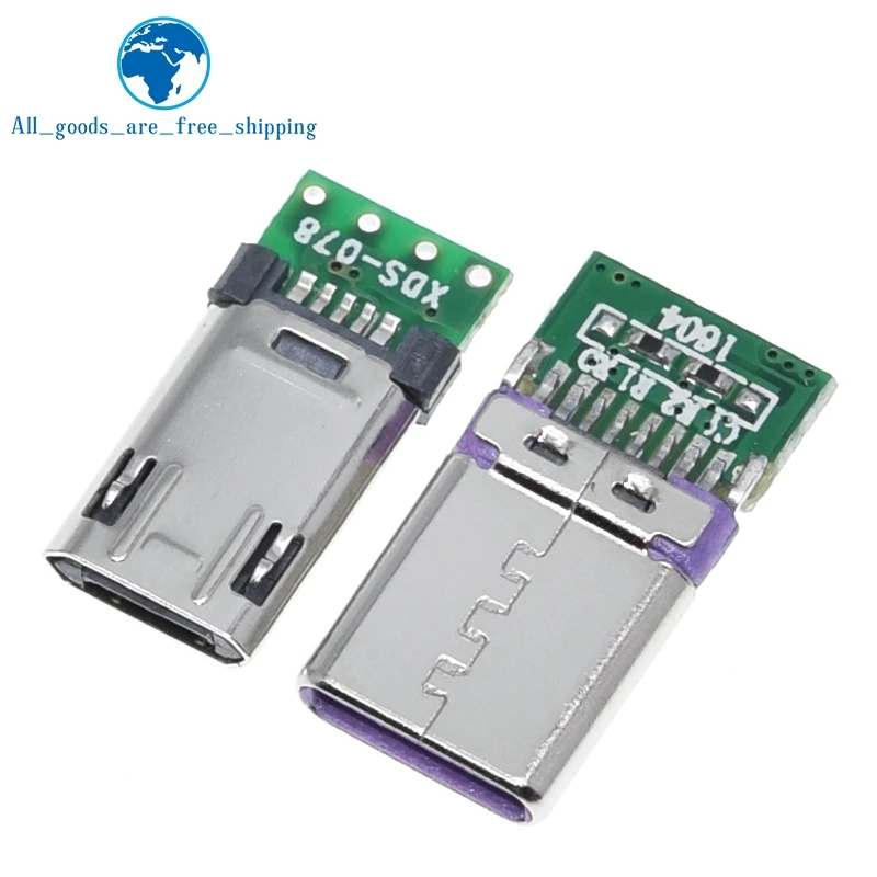 2020 NEW Micro Male Plug With PCB Solder Plate Double-sided Micro 5P Plug Usb Connector+ Type-C Male USB Connector With 4Pin PCB