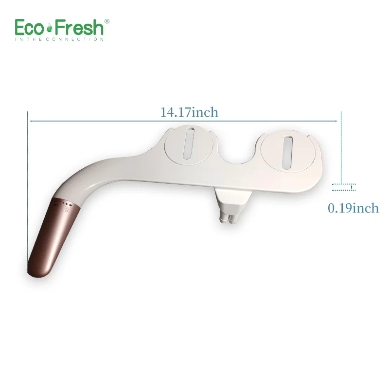 Ecofresh Bidet Attachment Ultra-Slim Toilet Seat Attachment Dual Nozzle Bidet Adjustable Water Pressure Non-Electric Ass Sprayer